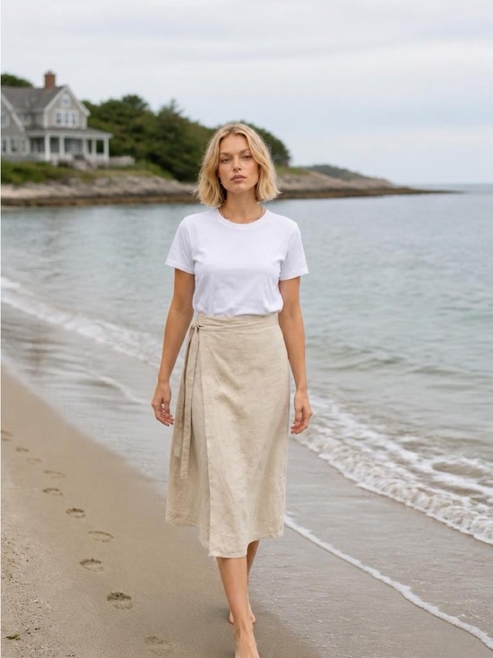 Lisa Says Gah Dresses & Skirts - Lisa Says Gah Natural Wrap Midi Skirt